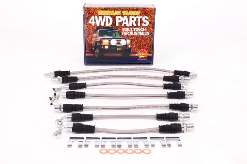Braided Brake HOSE KIT suits 0-50MM Raised Suspension +ABS – Toyota Land Cruiser 80 Series